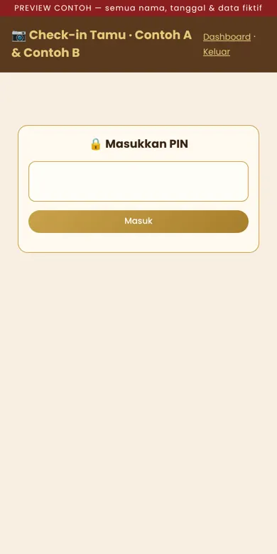 Tampilan halaman check-in contoh